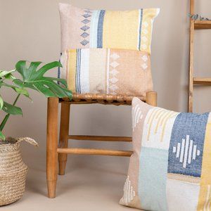 Set of 2 Throw Pillow cover Set 18x18 & 20x20 artisan made boho pillow Cover Set